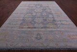 Silver Turkish Oushak Hand Knotted Wool Rug - 10' 3" X 13' 11" - Golden Nile