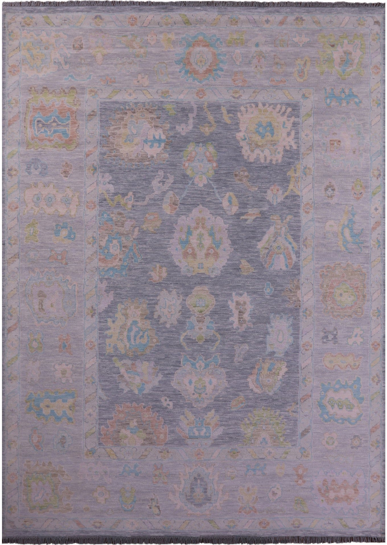 Silver Turkish Oushak Hand Knotted Wool Rug - 10' 3" X 13' 11" - Golden Nile