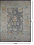 SUPER SALE Silver Turkish Oushak Hand Knotted Wool Rug - 10' 3" X 13' 11"