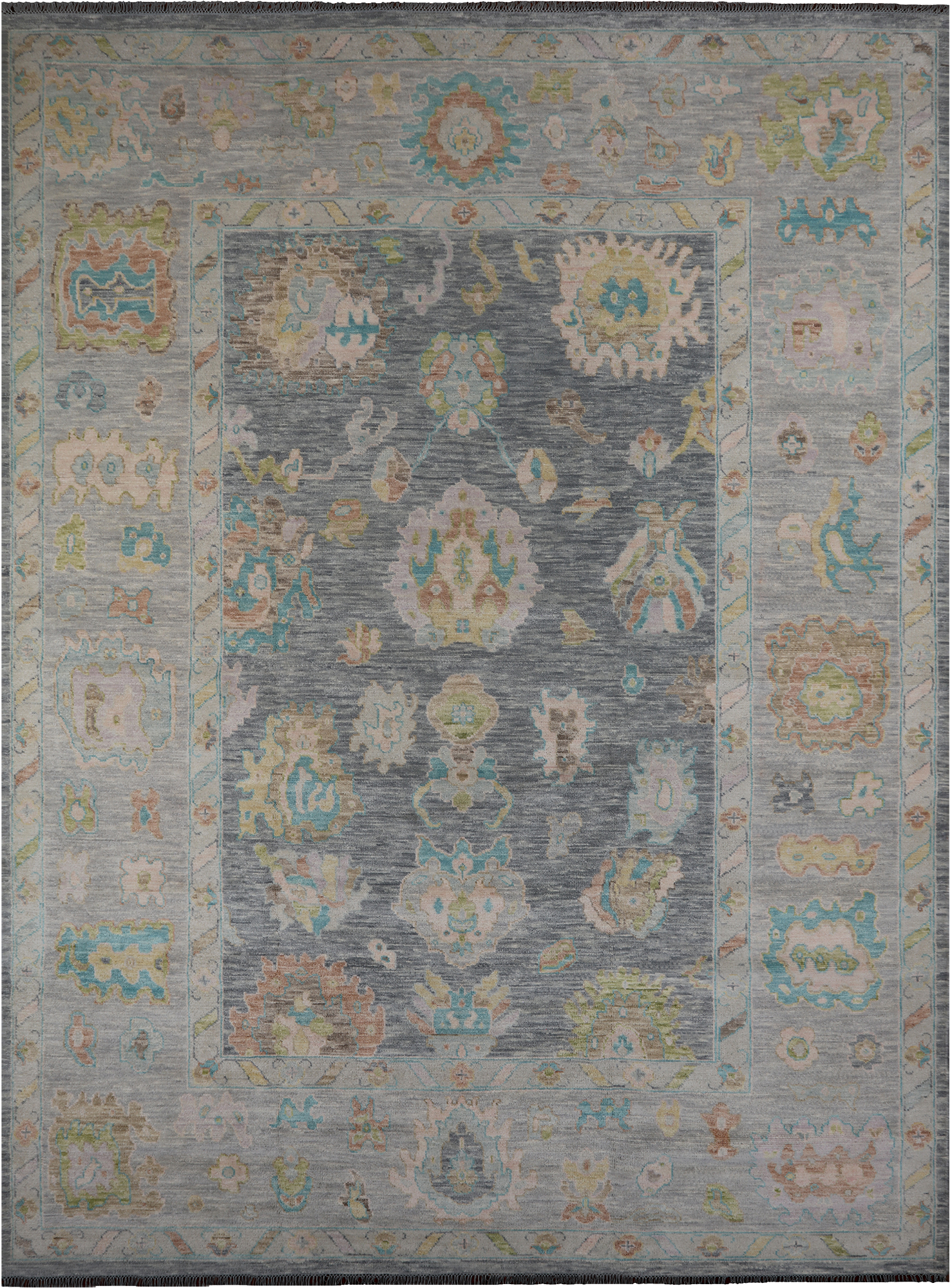 SUPER SALE Silver Turkish Oushak Hand Knotted Wool Rug - 10' 3" X 13' 11"