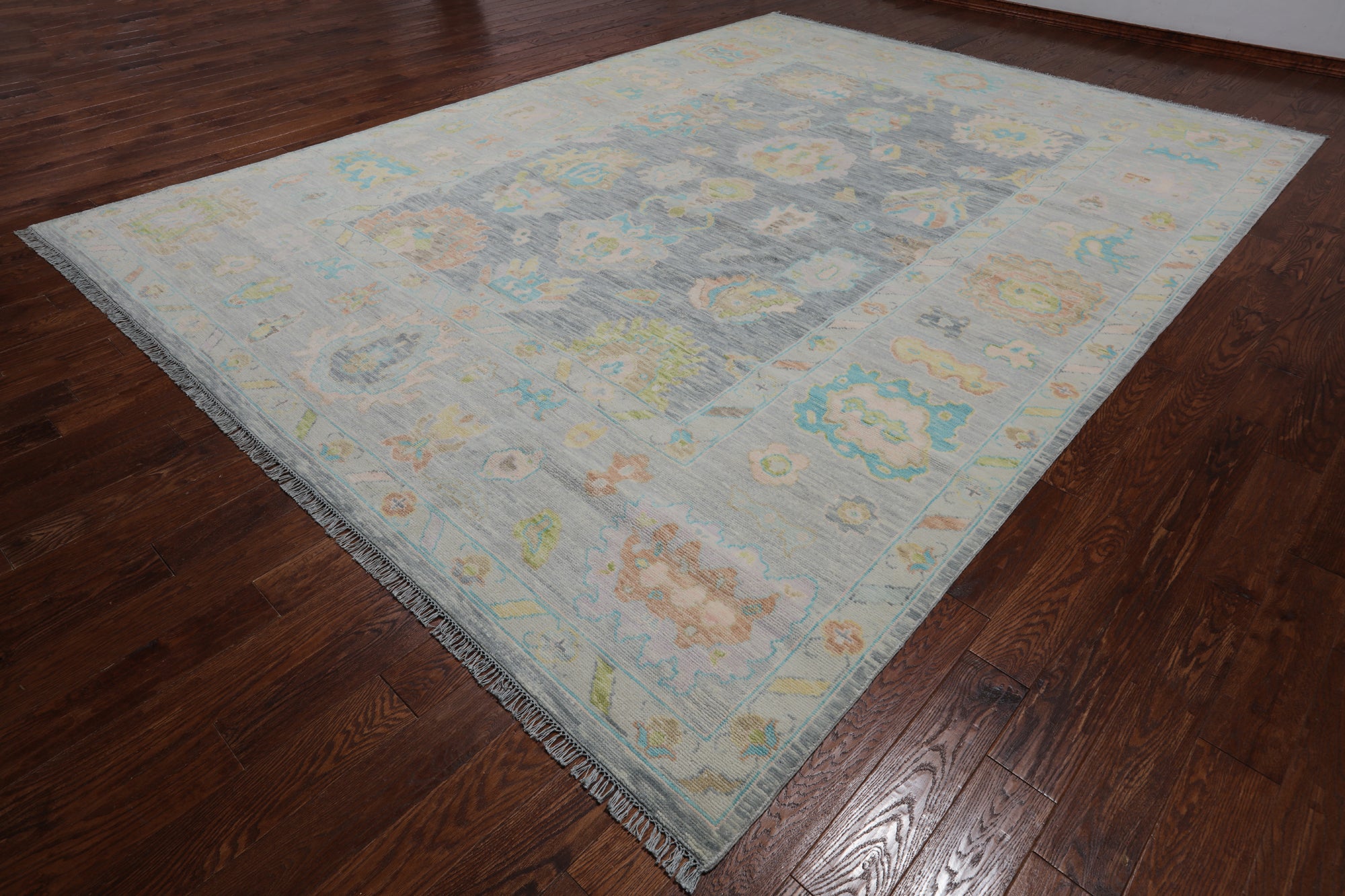 SUPER SALE Silver Turkish Oushak Hand Knotted Wool Rug - 10' 3" X 13' 11"