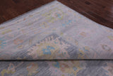 Silver Turkish Oushak Hand Knotted Wool Rug - 10' 3" X 13' 11" - Golden Nile