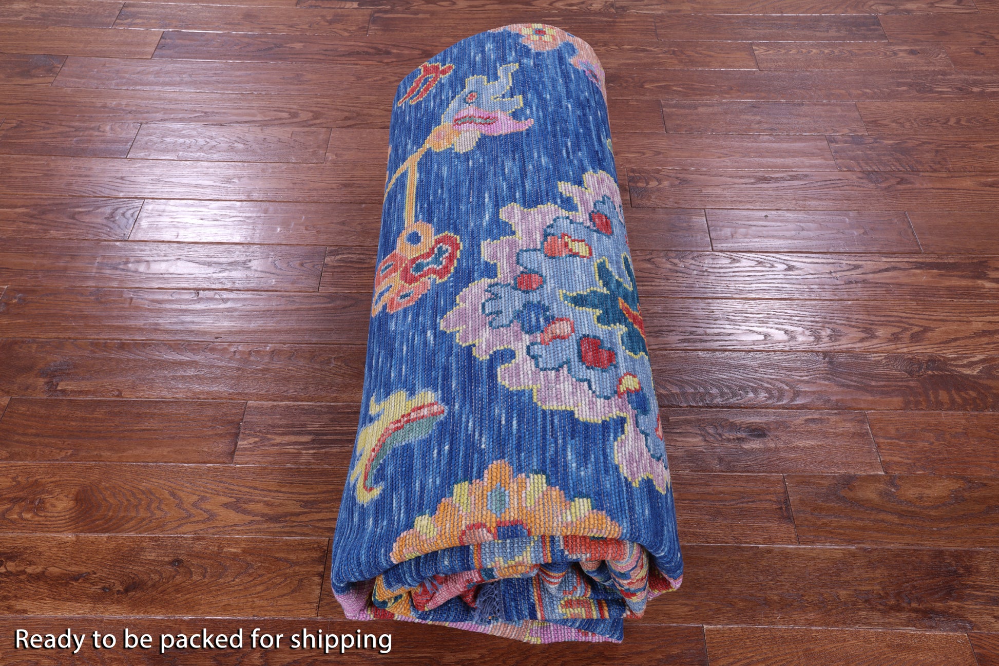 Blue Turkish Oushak Hand Knotted Wool Rug - 10' 2" X 13' 9" - Golden Nile