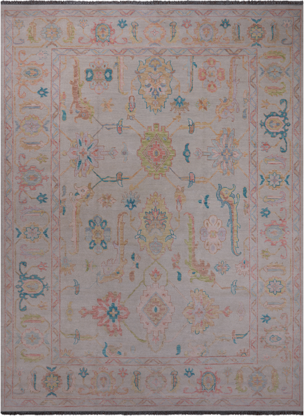SUPER SALE Ivory Turkish Oushak Hand Knotted Wool Rug - 10' 1" X 13' 11"