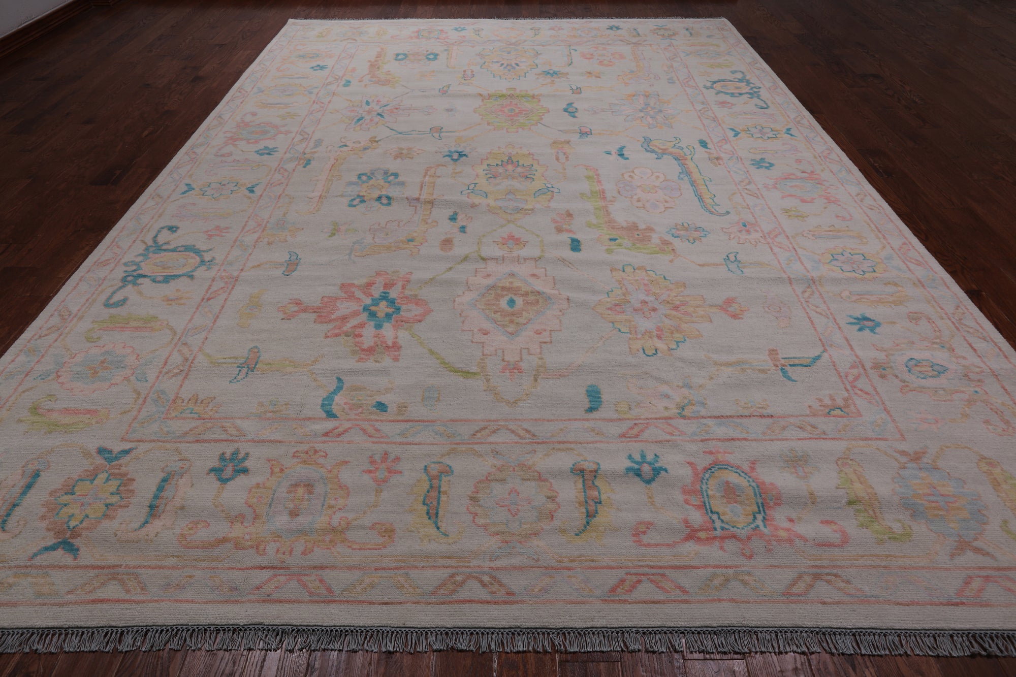 SUPER SALE Ivory Turkish Oushak Hand Knotted Wool Rug - 10' 1" X 13' 11"