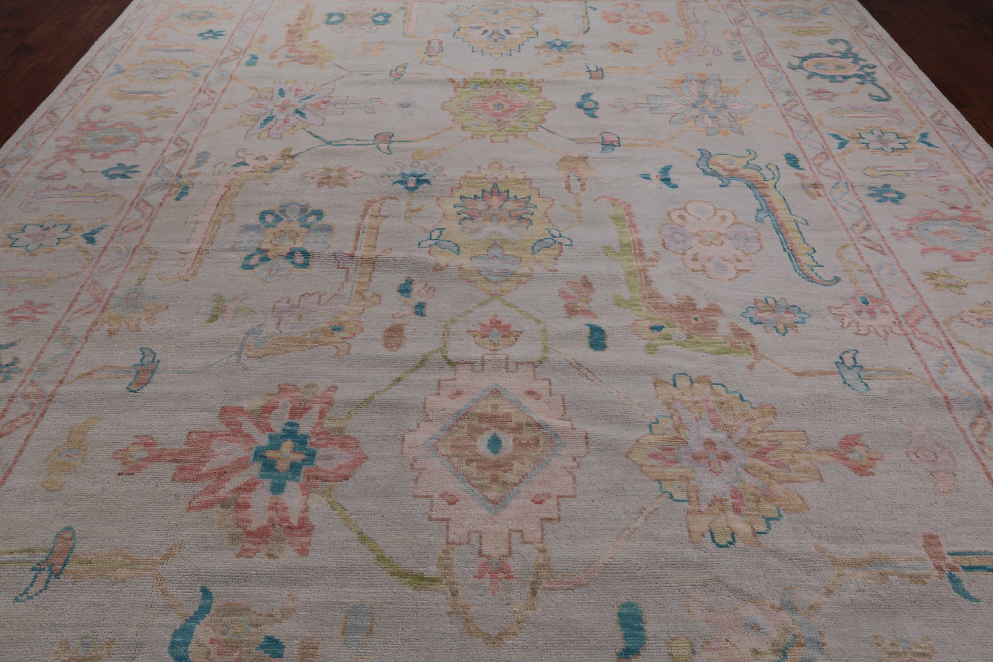 SUPER SALE Ivory Turkish Oushak Hand Knotted Wool Rug - 10' 1" X 13' 11"