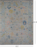 SUPER SALE Silver Turkish Oushak Hand Knotted Wool Rug - 10' 3" X 13' 10"