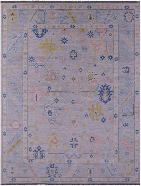 Silver Turkish Oushak Hand Knotted Wool Rug - 10' 3" X 13' 10" - Golden Nile