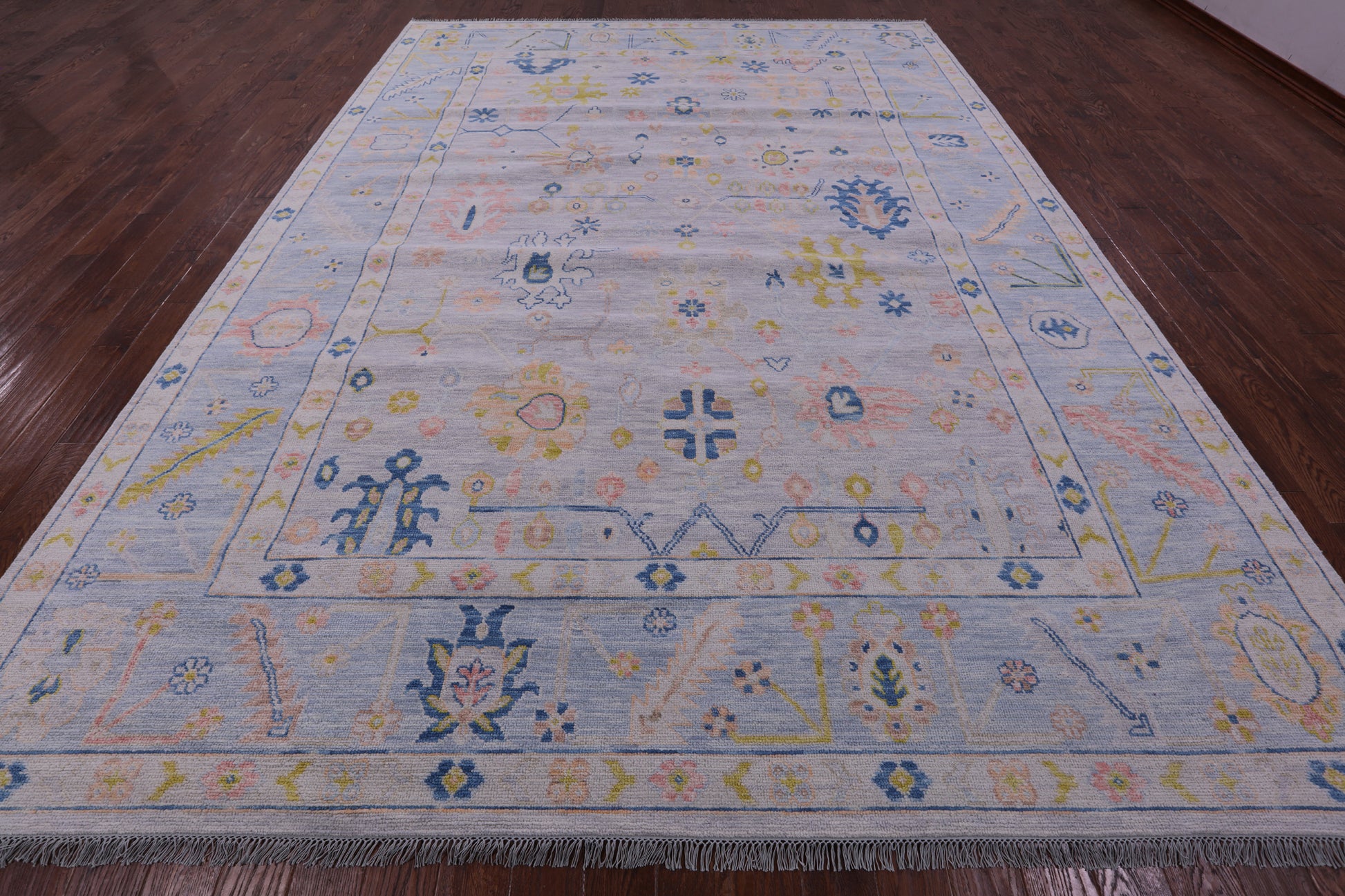Silver Turkish Oushak Hand Knotted Wool Rug - 10' 3" X 13' 10" - Golden Nile