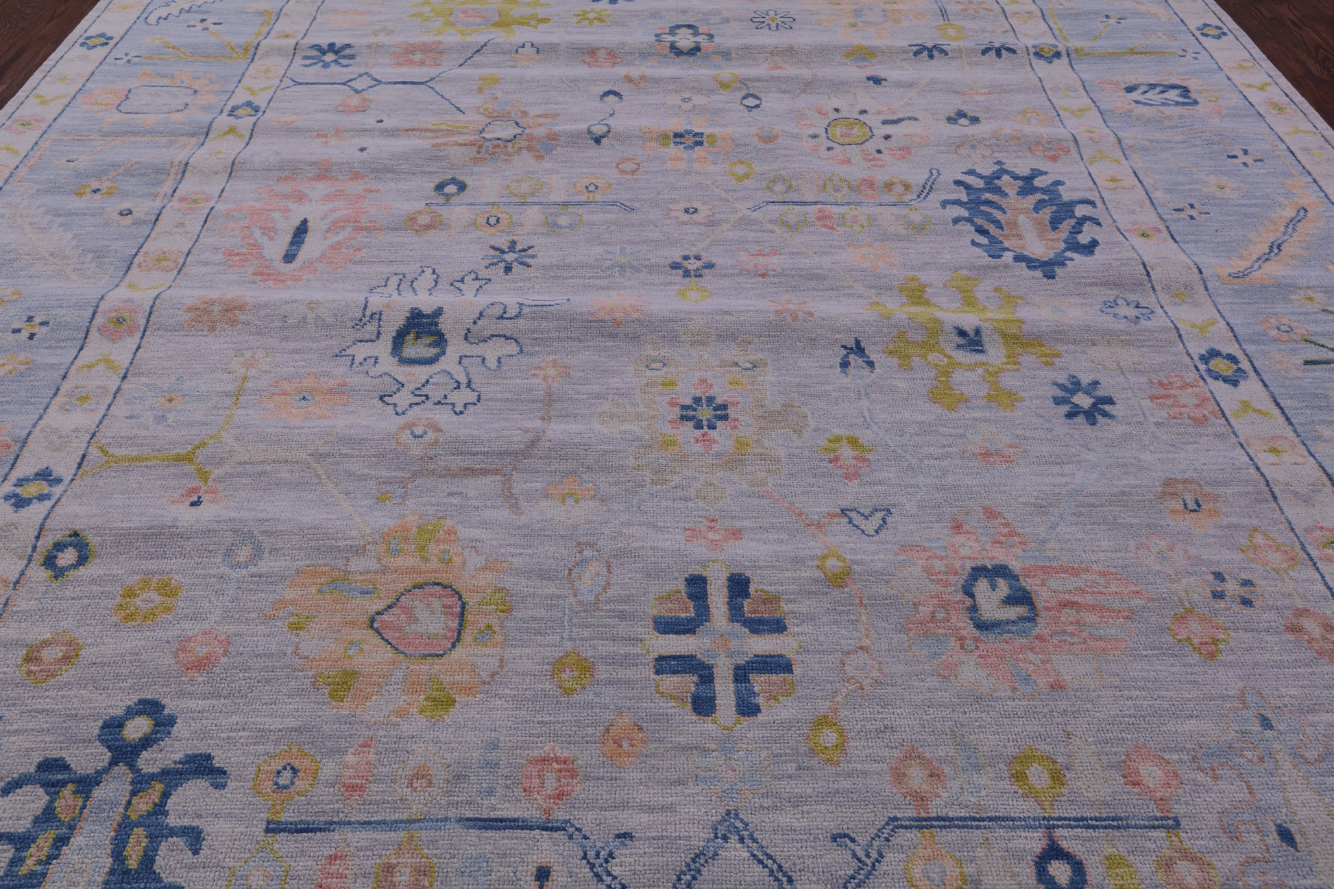 Silver Turkish Oushak Hand Knotted Wool Rug - 10' 3" X 13' 10" - Golden Nile