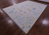 Silver Turkish Oushak Hand Knotted Wool Rug - 10' 3" X 13' 10" - Golden Nile