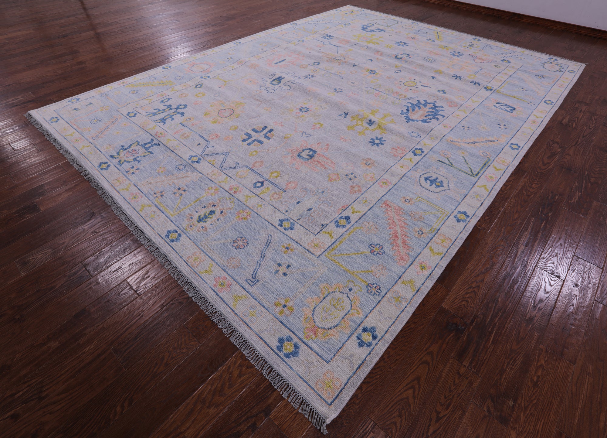 Silver Turkish Oushak Hand Knotted Wool Rug - 10' 3" X 13' 10" - Golden Nile