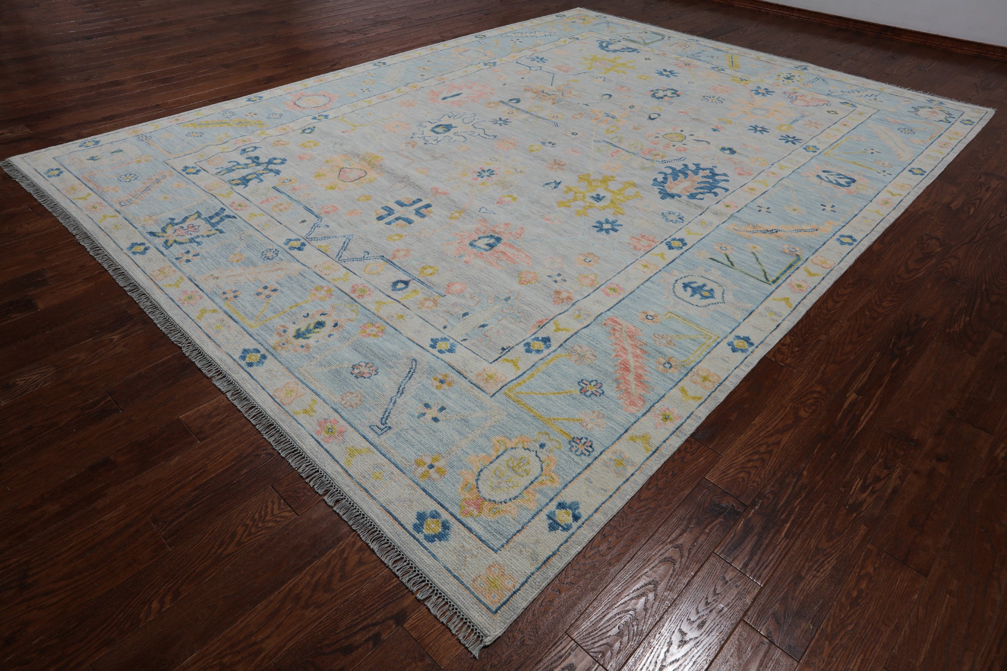 SUPER SALE Silver Turkish Oushak Hand Knotted Wool Rug - 10' 3" X 13' 10"