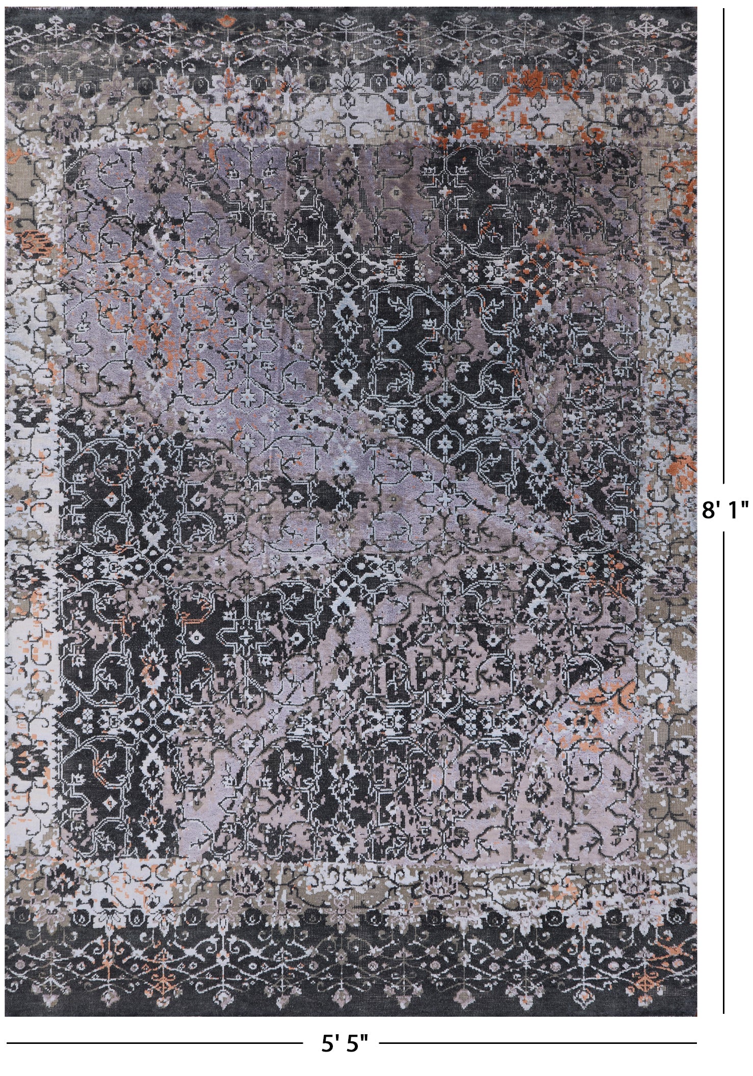 Silk With Oxidized Wool Handmade Area Rug - 5' 5" X 8' 1" - Golden Nile