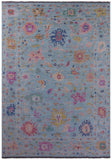 Blue Turkish Oushak Hand Knotted Wool Rug - 10' 1" X 13' 10" - Golden Nile
