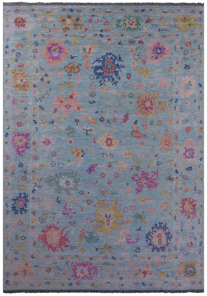 Blue Turkish Oushak Hand Knotted Wool Rug - 10' 1" X 13' 10" - Golden Nile