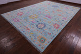 Blue Turkish Oushak Hand Knotted Wool Rug - 10' 1" X 13' 10" - Golden Nile