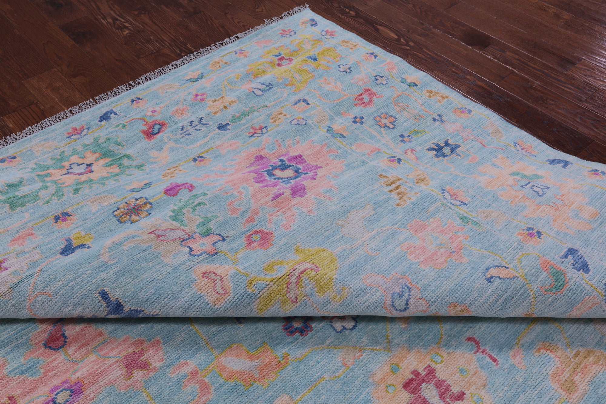 Blue Turkish Oushak Hand Knotted Wool Rug - 10' 1" X 13' 10" - Golden Nile