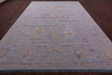 Silver Turkish Oushak Hand Knotted Wool Rug - 10' 0" X 13' 11" - Golden Nile