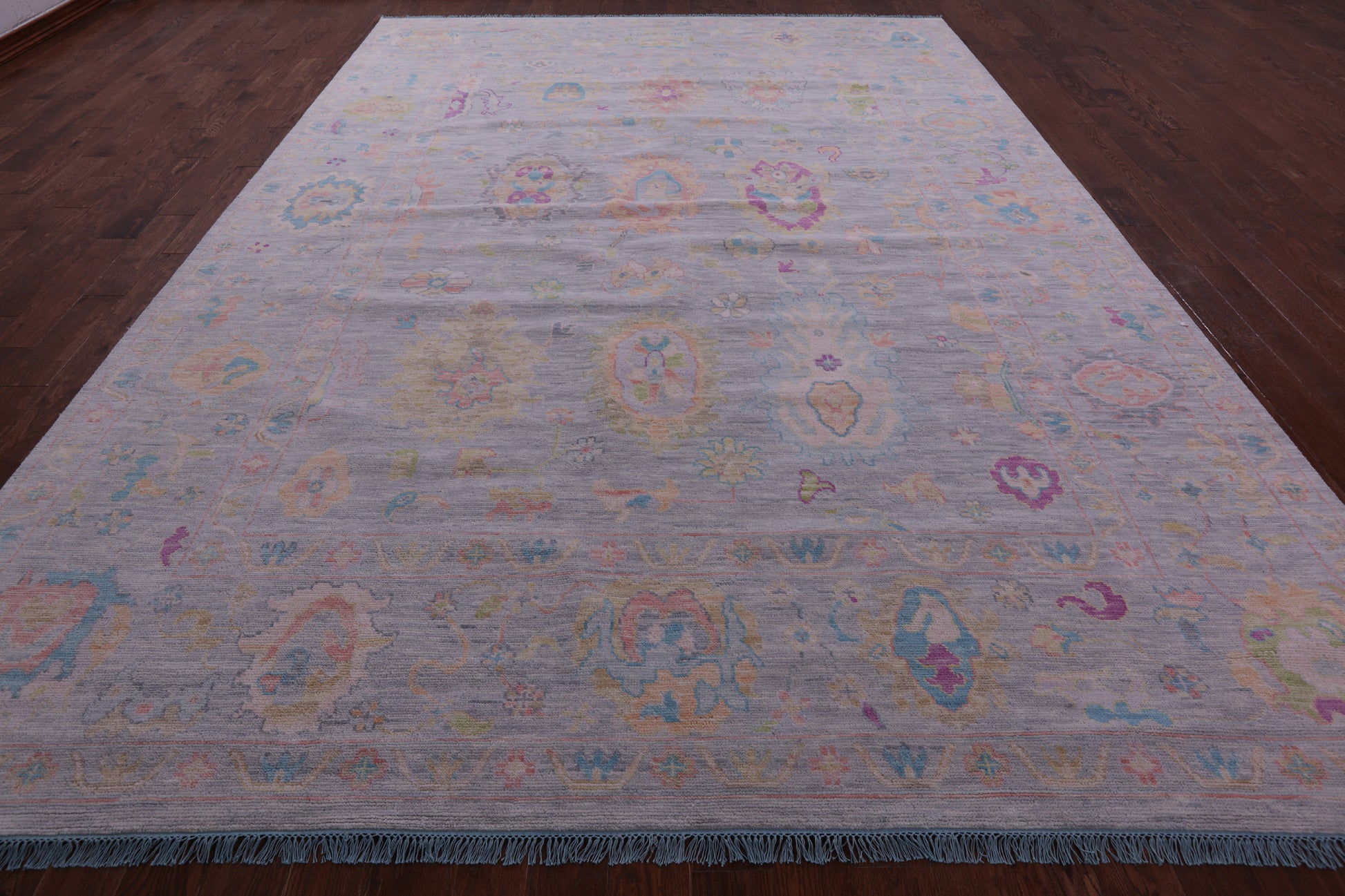 Silver Turkish Oushak Hand Knotted Wool Rug - 10' 0" X 13' 11" - Golden Nile