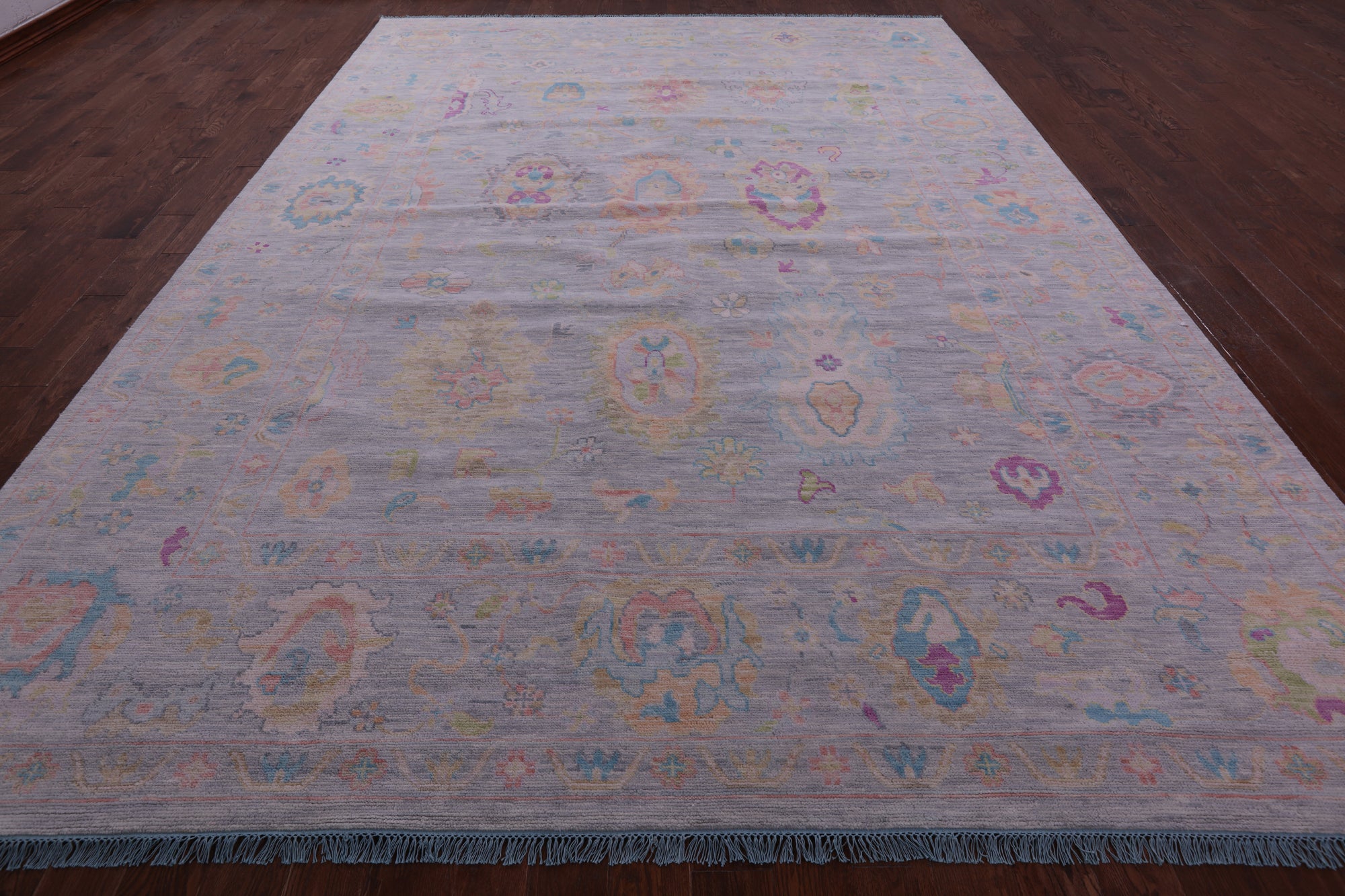 Silver Turkish Oushak Hand Knotted Wool Rug - 10' 0" X 13' 11" - Golden Nile