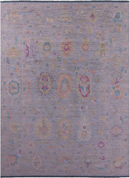 Silver Turkish Oushak Hand Knotted Wool Rug - 10' 0" X 13' 11" - Golden Nile