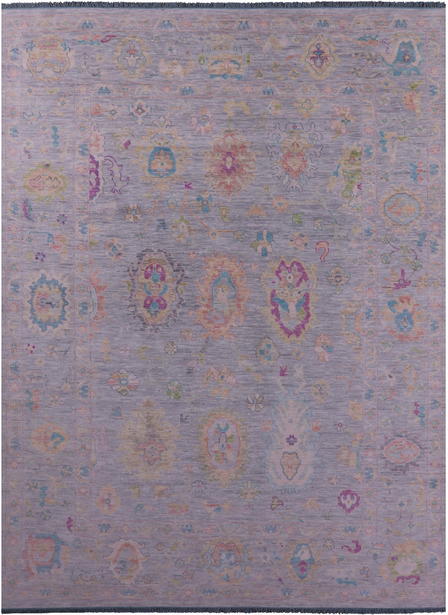 Silver Turkish Oushak Hand Knotted Wool Rug - 10' 0" X 13' 11" - Golden Nile