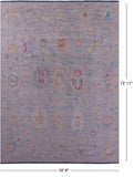 Silver Turkish Oushak Hand Knotted Wool Rug - 10' 0" X 13' 11" - Golden Nile