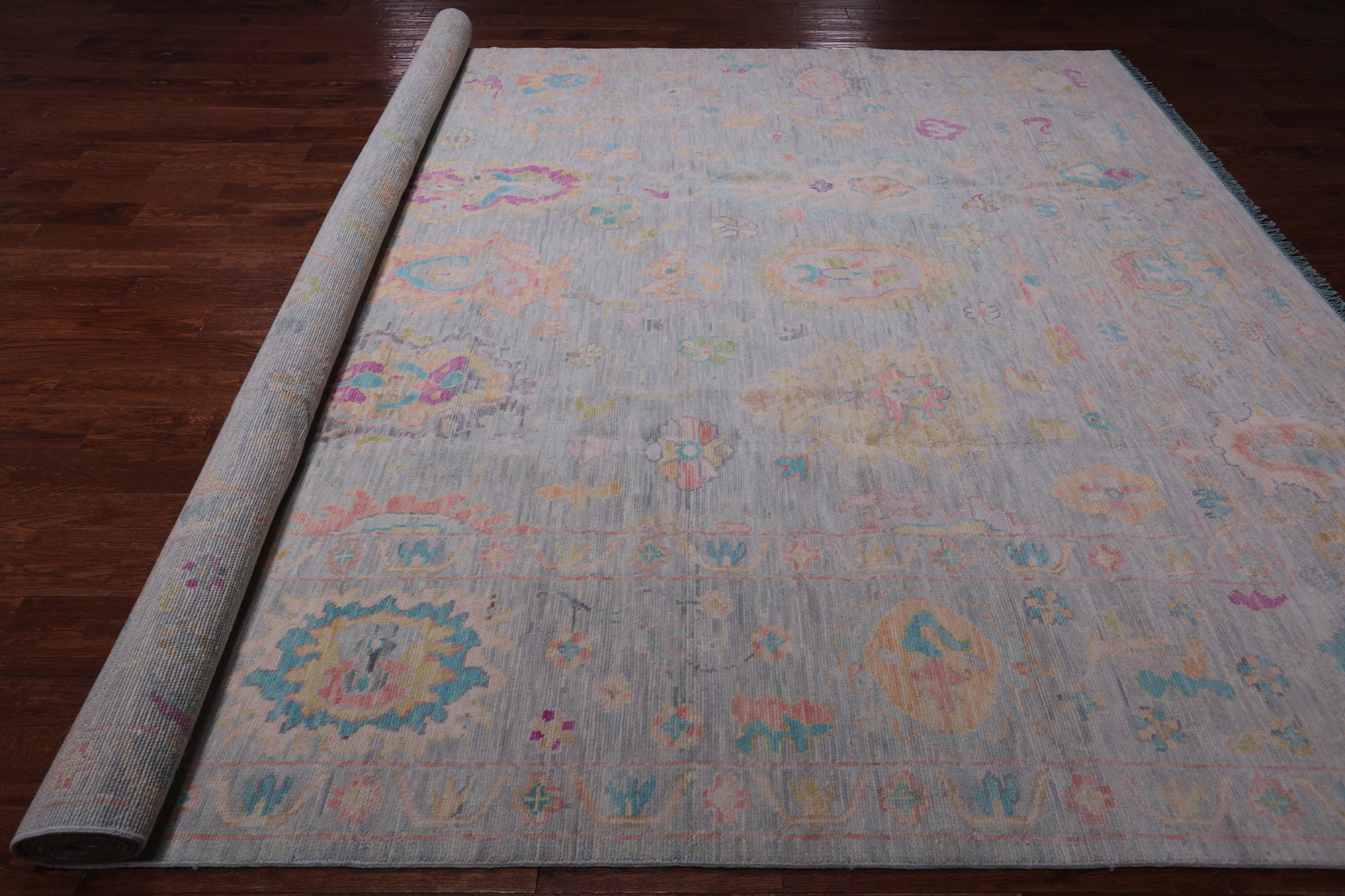 SUPER SALE Silver Turkish Oushak Hand Knotted Wool Rug - 10' 0" X 13' 11"