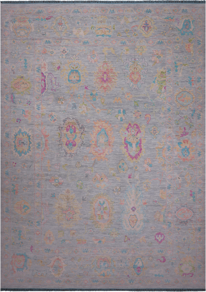 SUPER SALE Silver Turkish Oushak Hand Knotted Wool Rug - 10' 0" X 13' 11"