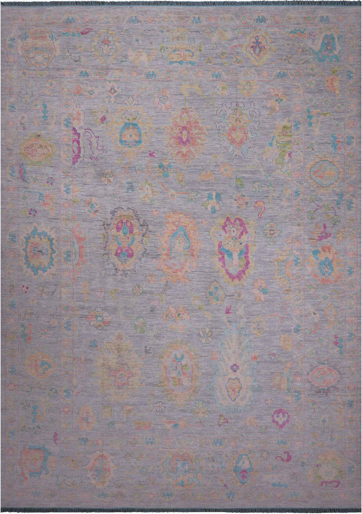 SUPER SALE Silver Turkish Oushak Hand Knotted Wool Rug - 10' 0" X 13' 11"
