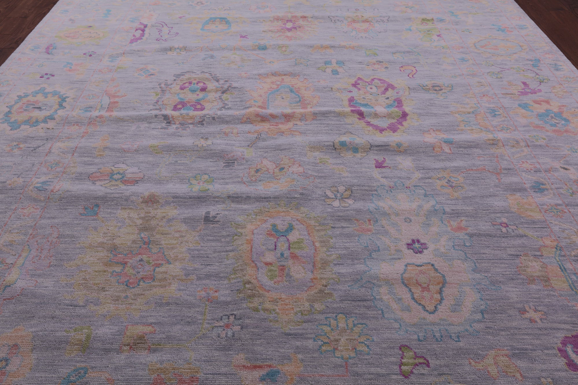 Silver Turkish Oushak Hand Knotted Wool Rug - 10' 0" X 13' 11" - Golden Nile