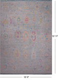 SUPER SALE Silver Turkish Oushak Hand Knotted Wool Rug - 10' 0" X 13' 11"