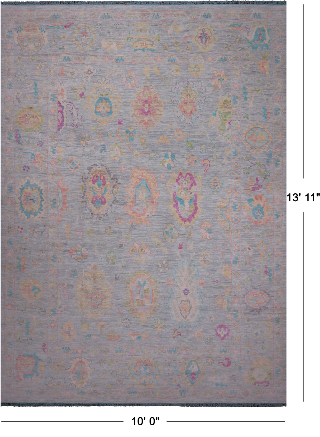 SUPER SALE Silver Turkish Oushak Hand Knotted Wool Rug - 10' 0" X 13' 11"
