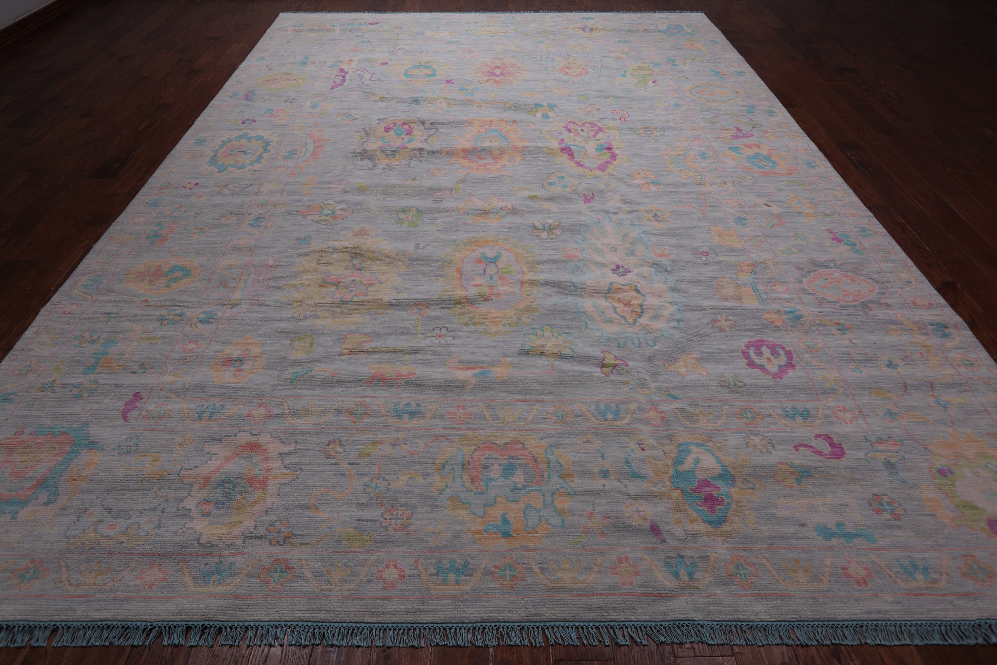 SUPER SALE Silver Turkish Oushak Hand Knotted Wool Rug - 10' 0" X 13' 11"