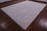 Silver Turkish Oushak Hand Knotted Wool Rug - 10' 0" X 13' 11" - Golden Nile