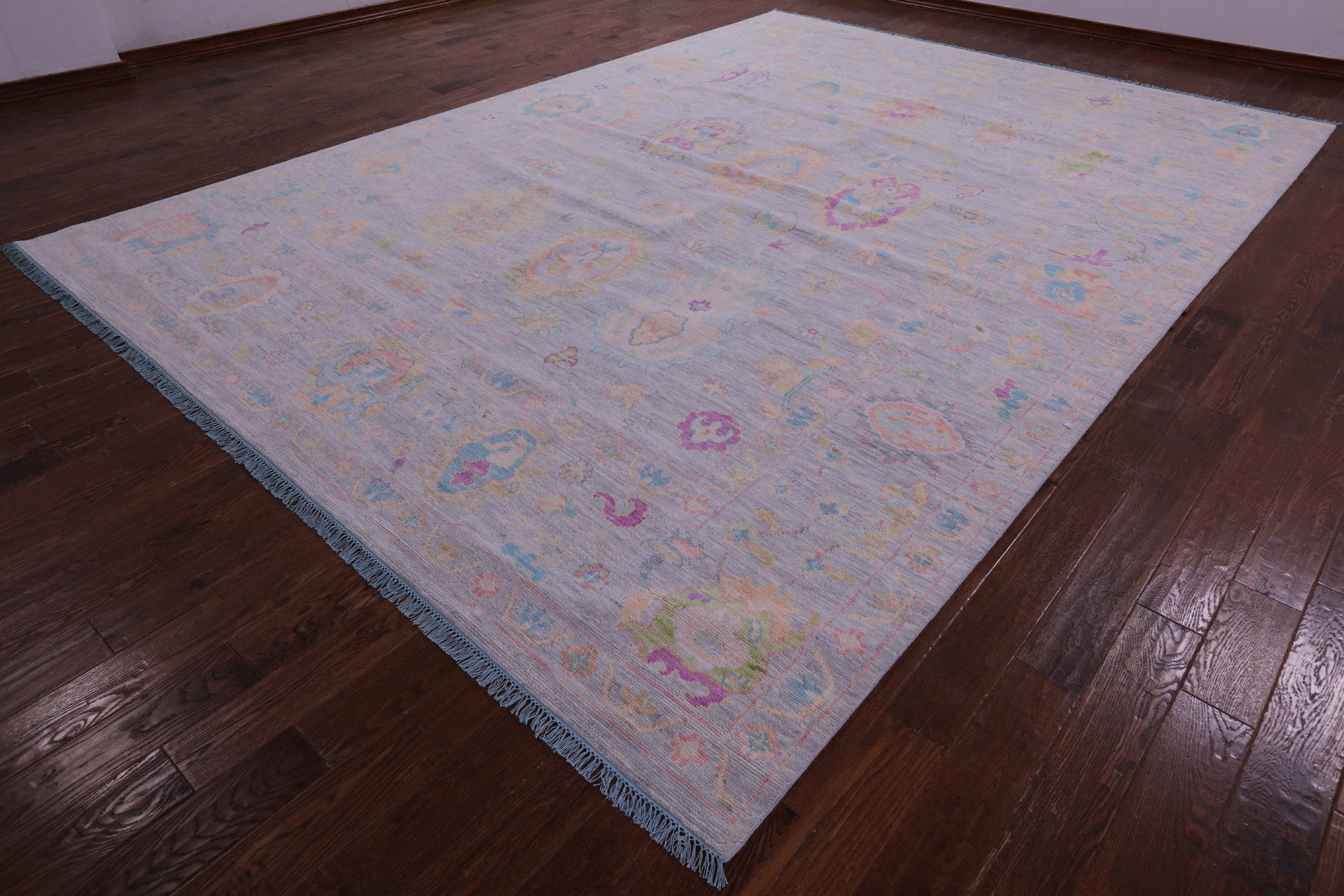 Silver Turkish Oushak Hand Knotted Wool Rug - 10' 0" X 13' 11" - Golden Nile