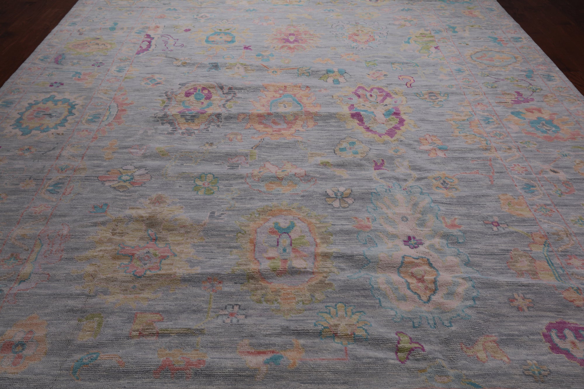 SUPER SALE Silver Turkish Oushak Hand Knotted Wool Rug - 10' 0" X 13' 11"