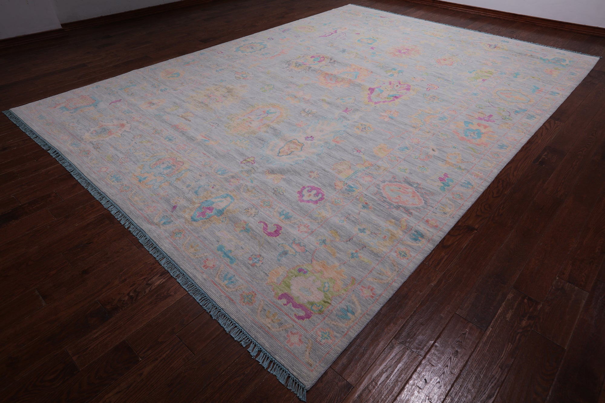 SUPER SALE Silver Turkish Oushak Hand Knotted Wool Rug - 10' 0" X 13' 11"