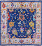 Blue Square Turkish Oushak Hand Knotted Wool Rug - 9' 11" X 10' 0" - Golden Nile