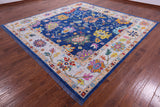 Blue Square Turkish Oushak Hand Knotted Wool Rug - 9' 11" X 10' 0" - Golden Nile