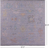 Silver Square Turkish Oushak Hand Knotted Wool Rug - 10' 3" X 10' 3" - Golden Nile