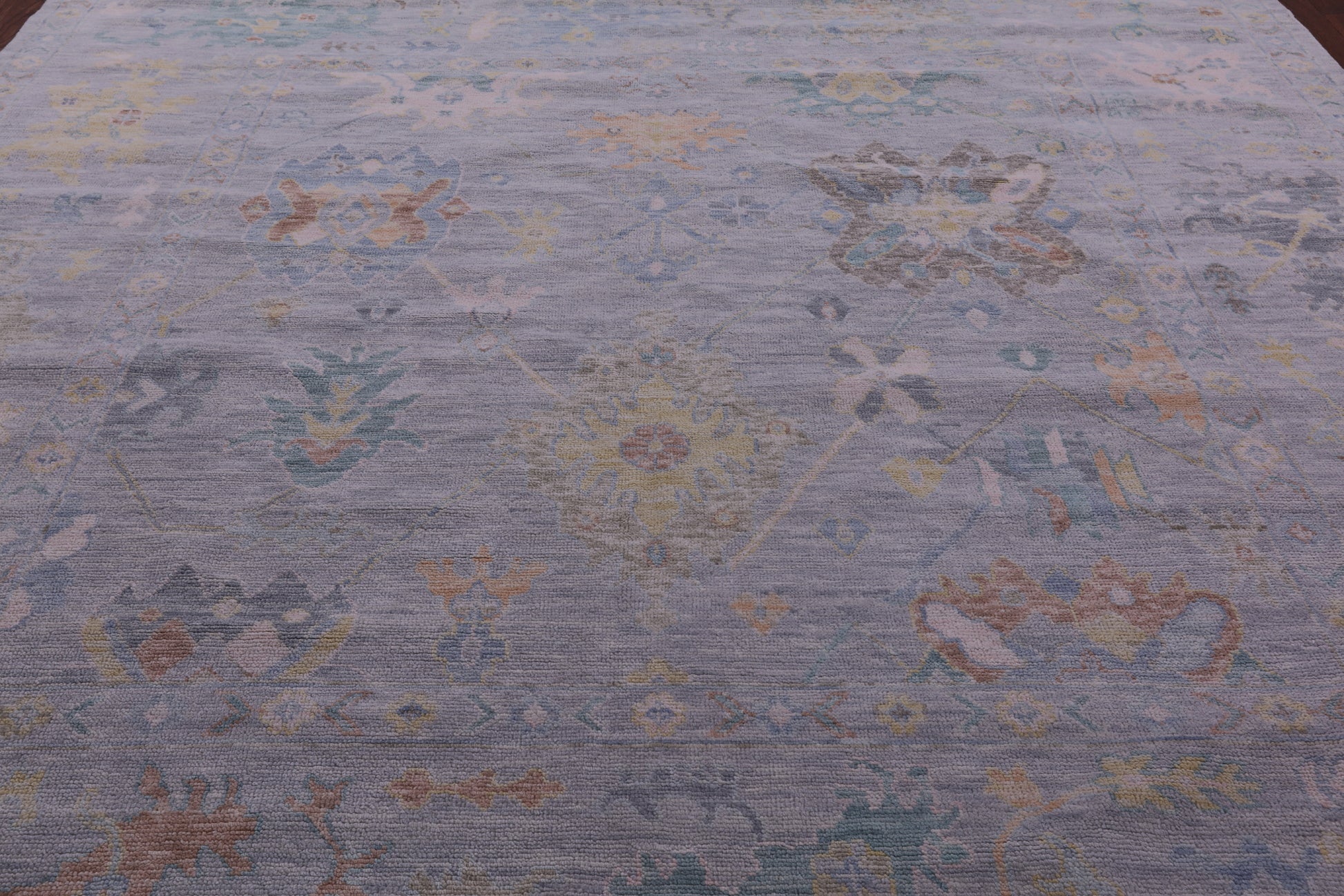 Silver Square Turkish Oushak Hand Knotted Wool Rug - 10' 3" X 10' 3" - Golden Nile