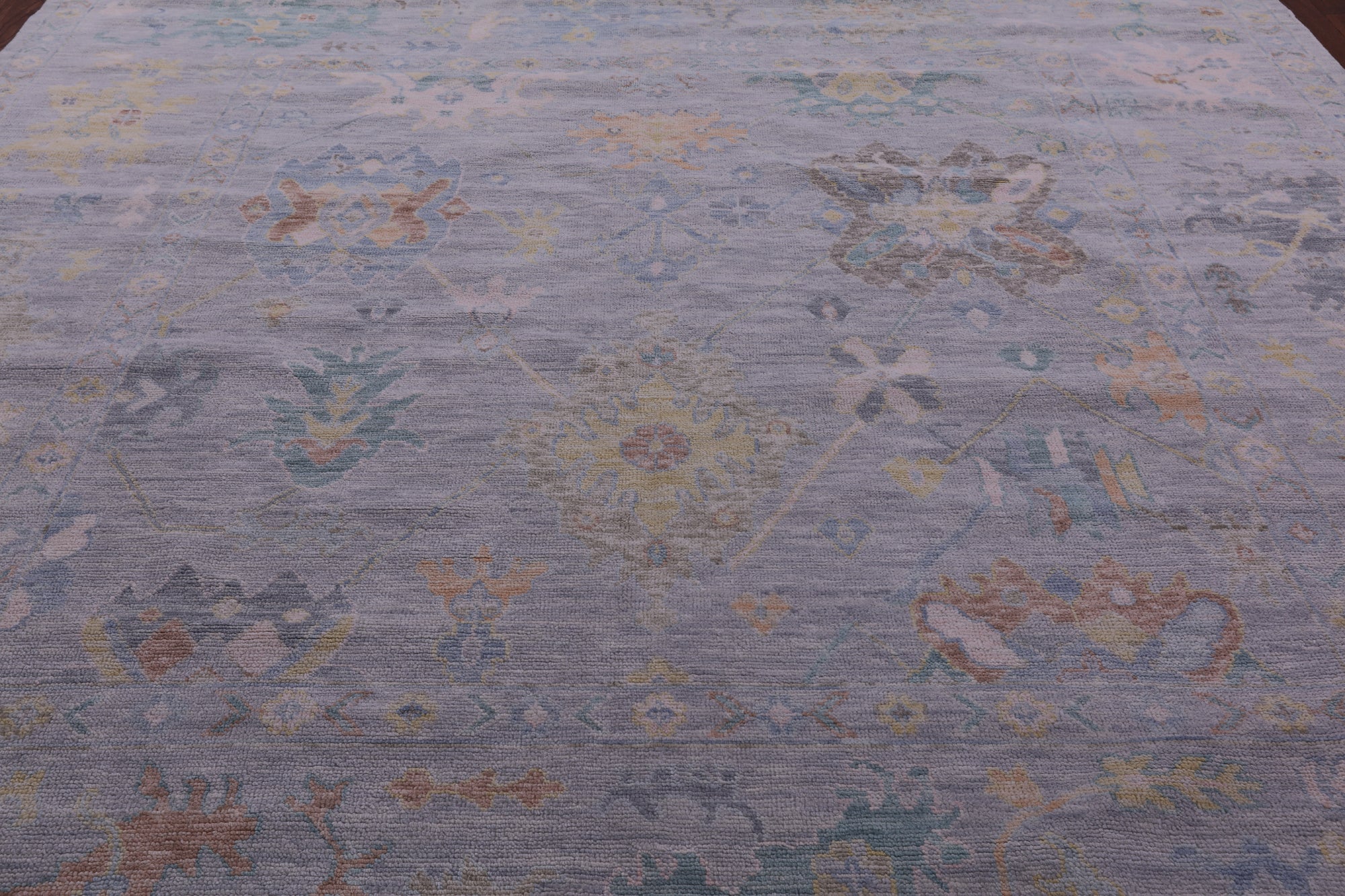 Silver Square Turkish Oushak Hand Knotted Wool Rug - 10' 3" X 10' 3" - Golden Nile