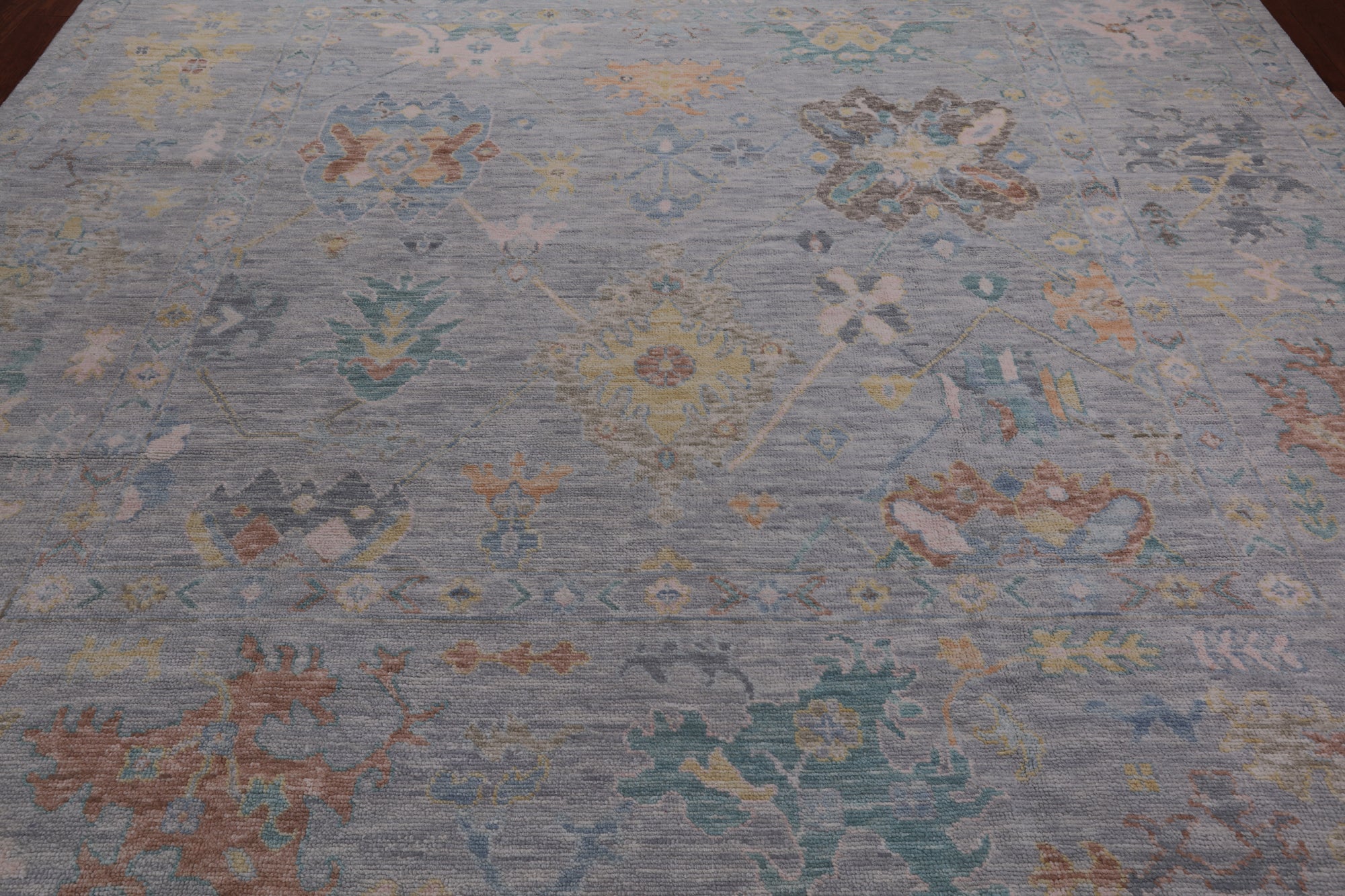 SUPER SALE Silver Square Turkish Oushak Hand Knotted Wool Rug - 10' 3" X 10' 3"