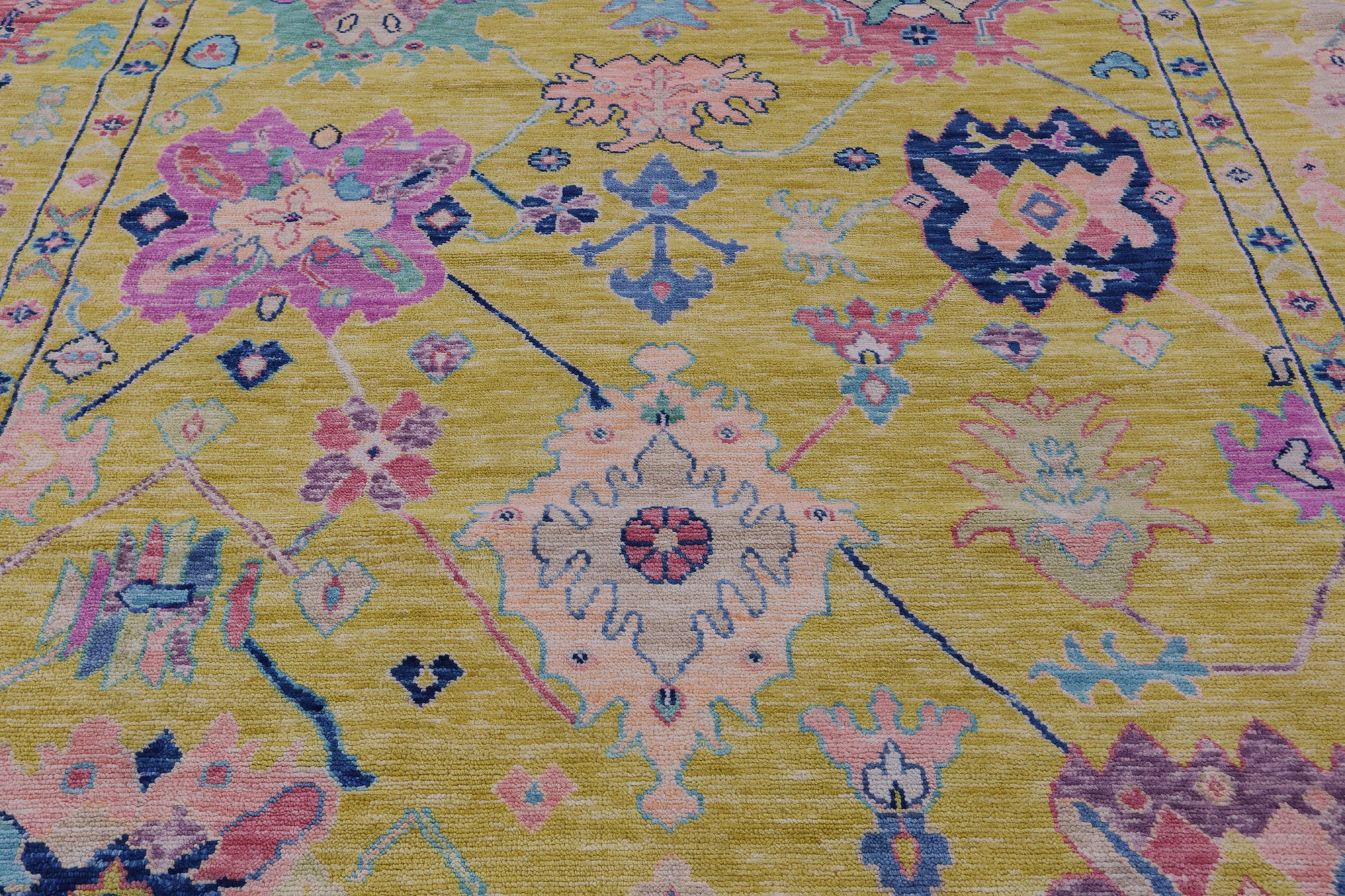 Gold Square Turkish Oushak Hand Knotted Wool Rug - 9' 11" X 10' 1" - Golden Nile