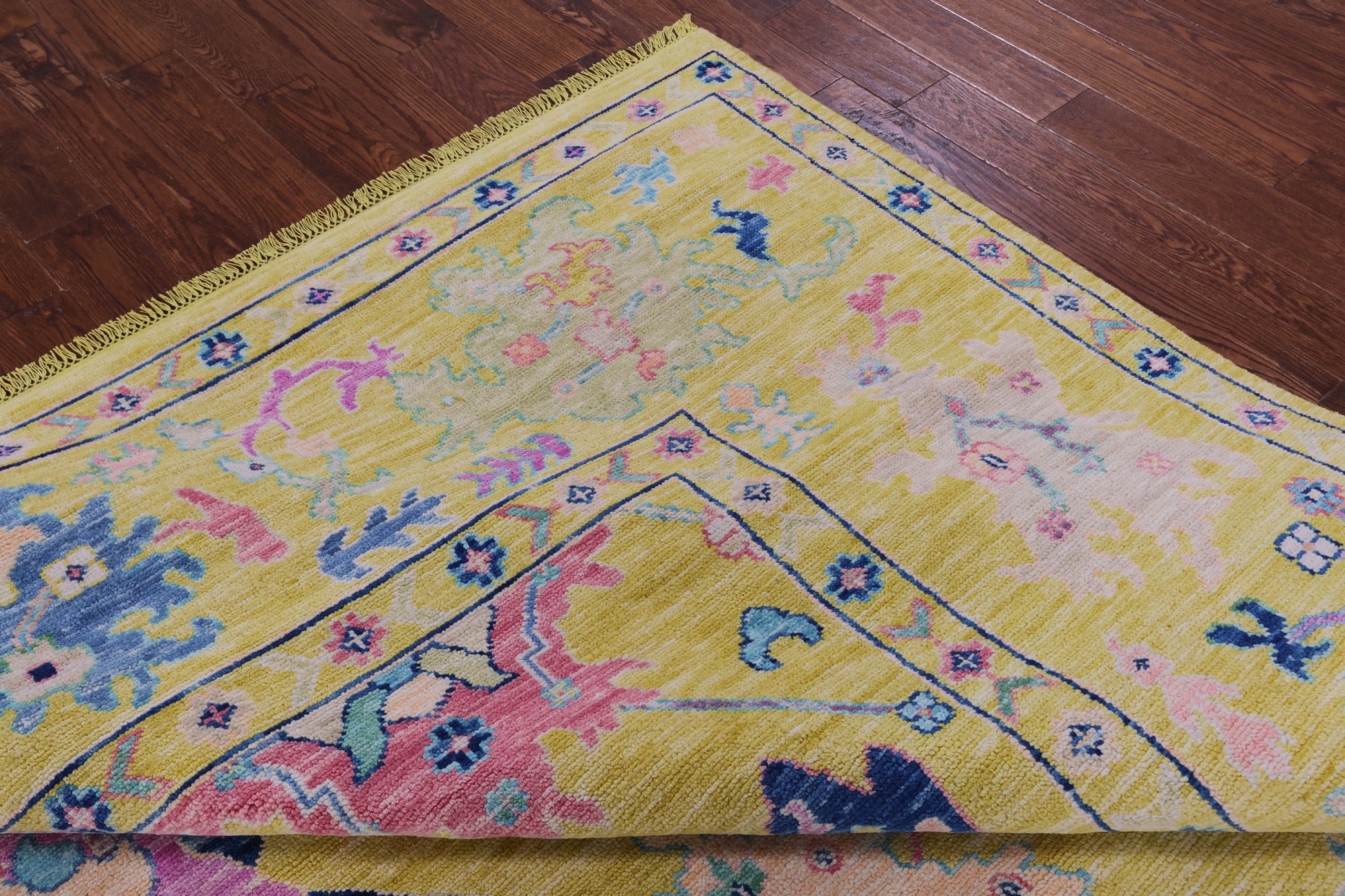 Gold Square Turkish Oushak Hand Knotted Wool Rug - 9' 11" X 10' 1" - Golden Nile