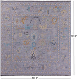 Silver Square Turkish Oushak Hand Knotted Wool Rug - 10' 0" X 10' 0" - Golden Nile