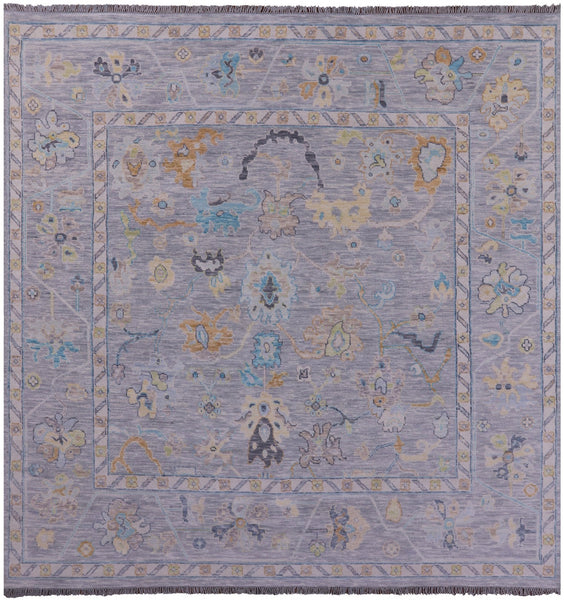 Silver Square Turkish Oushak Hand Knotted Wool Rug - 10' 0" X 10' 0" - Golden Nile