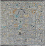 SUPER SALE Silver Square Turkish Oushak Hand Knotted Wool Rug - 10' 0" X 10' 0"